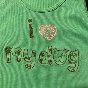 I Love My Dog Green Tank top